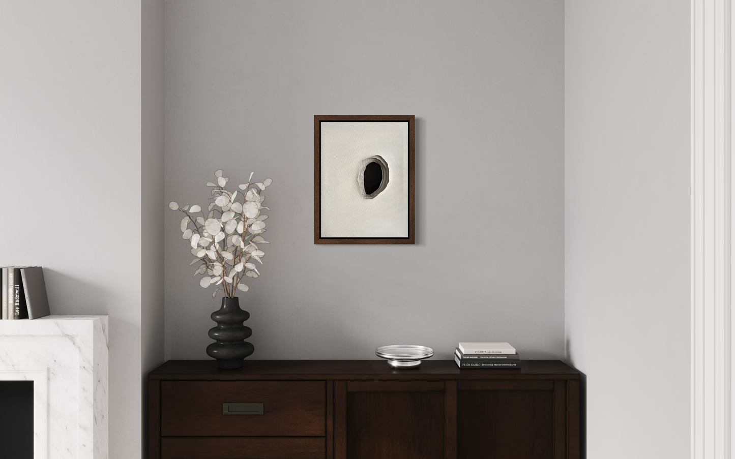 Whole I from the Whole series, abstract painting with sculpted canvas and restrained tones