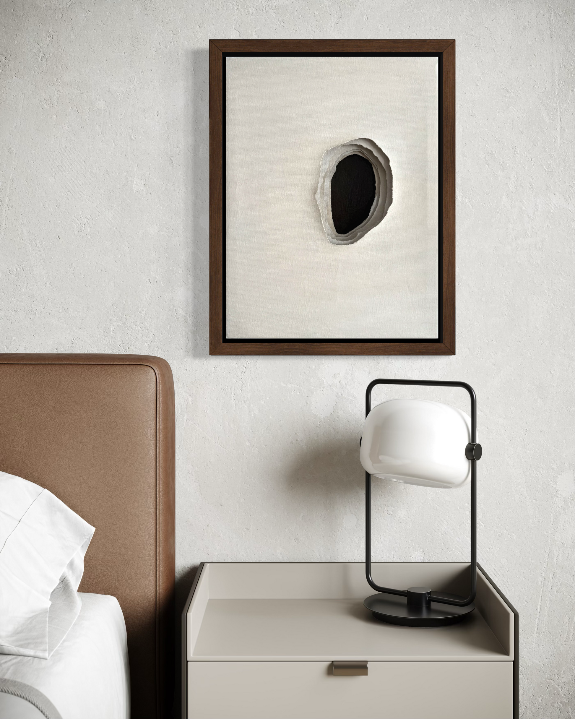 Whole I from the WHOLE series, abstract painting with sculpted canvas and restrained tones