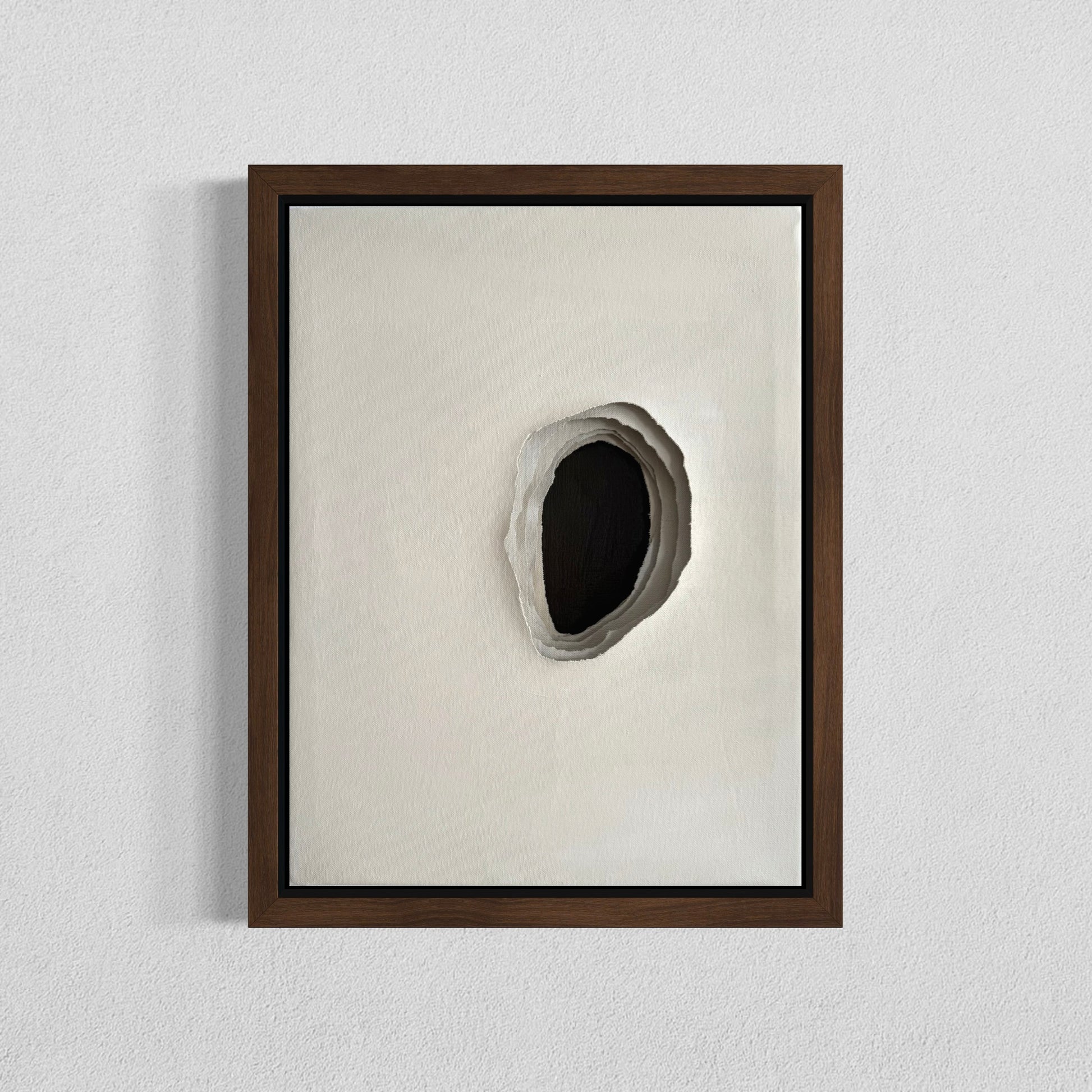 Whole I abstract painting by Sophie Lehniger, layered canvas surface with central opening and interior depth