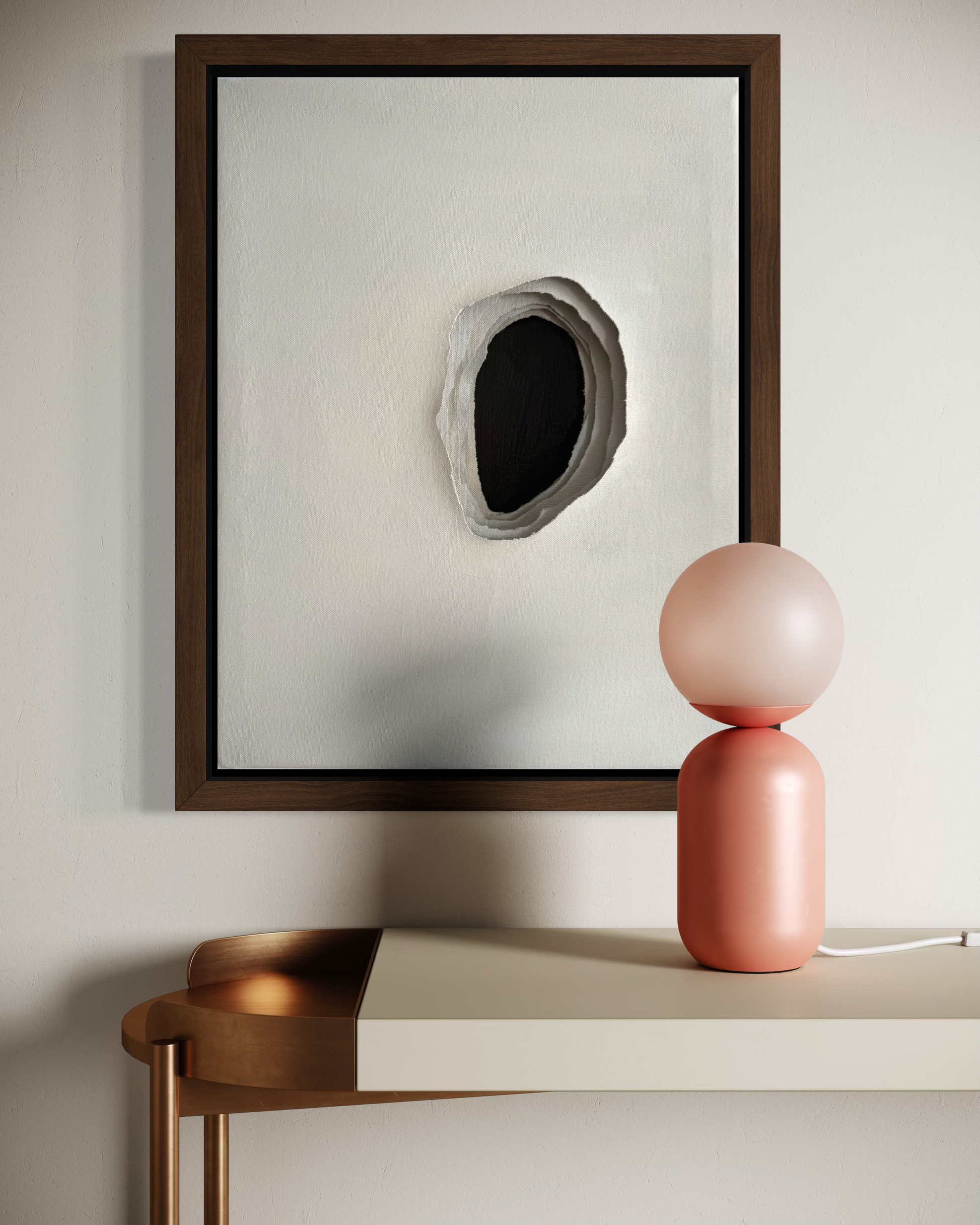 Whole I from the WHOLE series, abstract painting with sculpted canvas and restrained tones