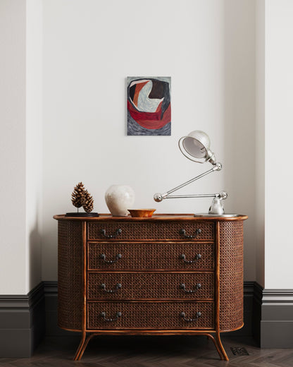 contemporary abstract wall art held03 in neutral interior setting with dark warm tones