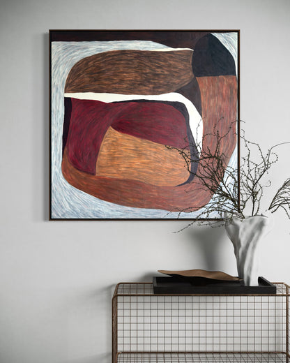 minimalist abstract wall art Blur in modern room, structured composition
