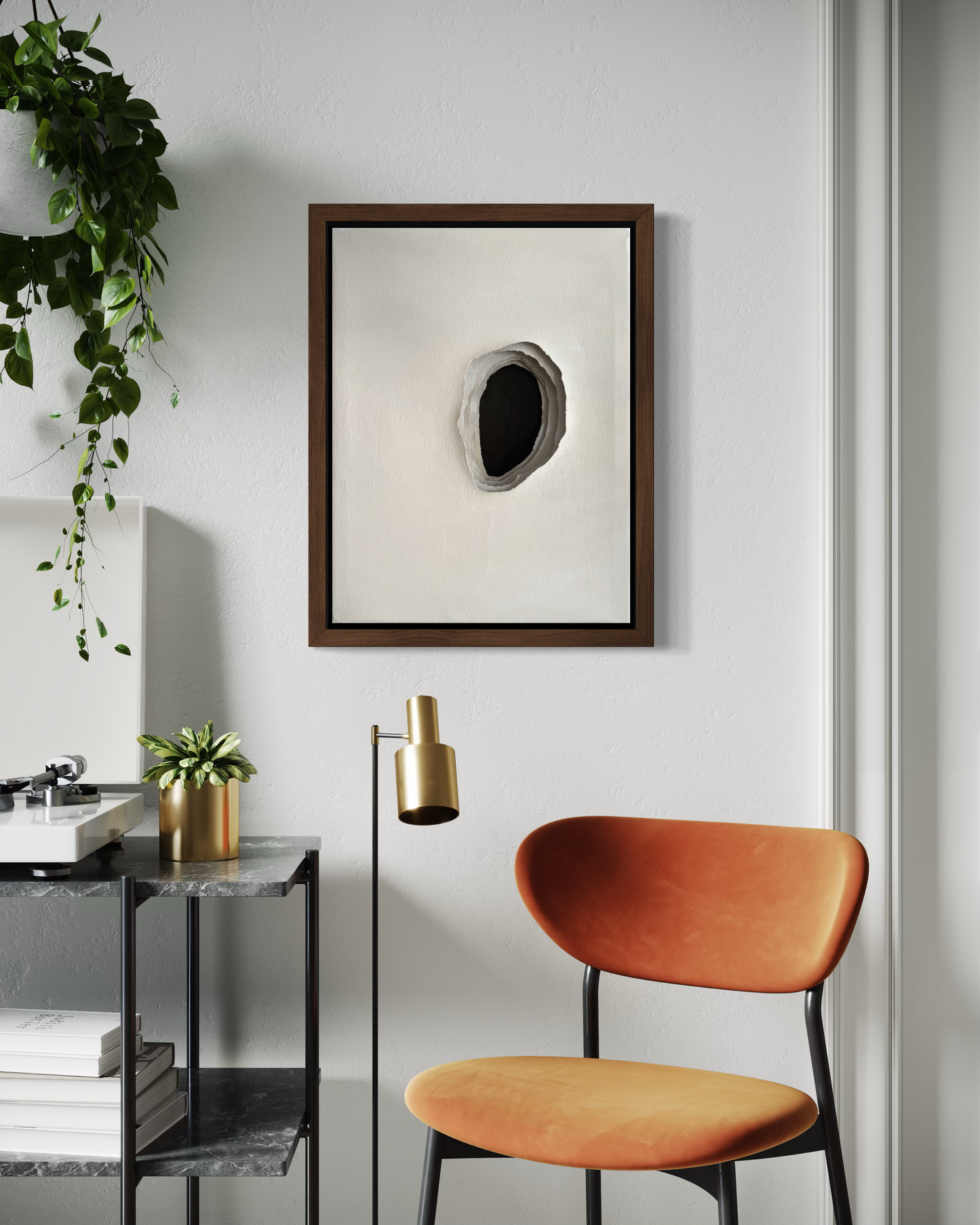 Original abstract artwork Whole I featuring contained interior space and textured surface