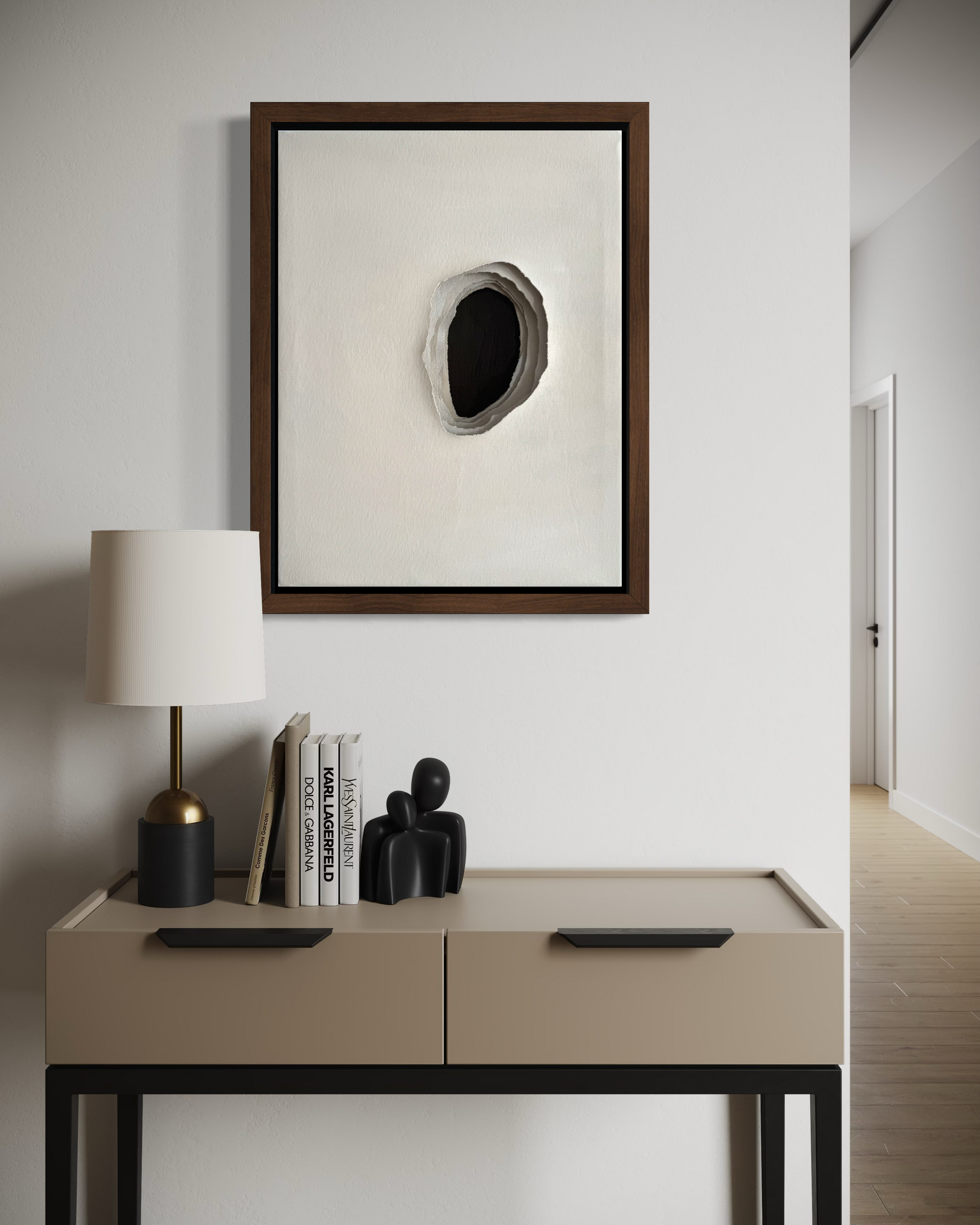 Original abstract artwork Whole I featuring contained interior space and textured surface