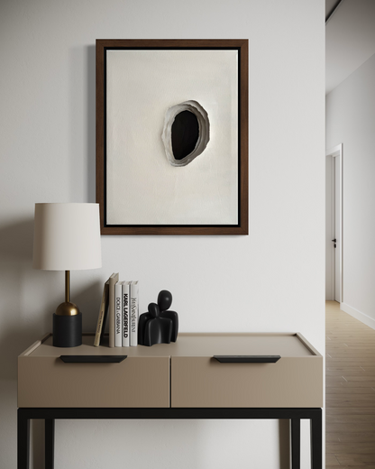 Original abstract artwork Whole I featuring contained interior space and textured surface