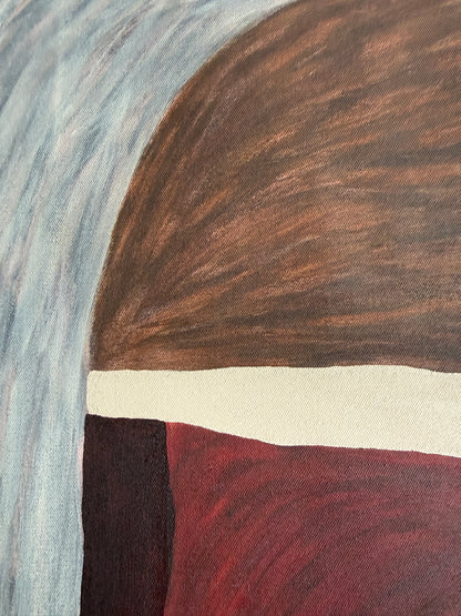 minimalist abstract painting in earthy red brown palette