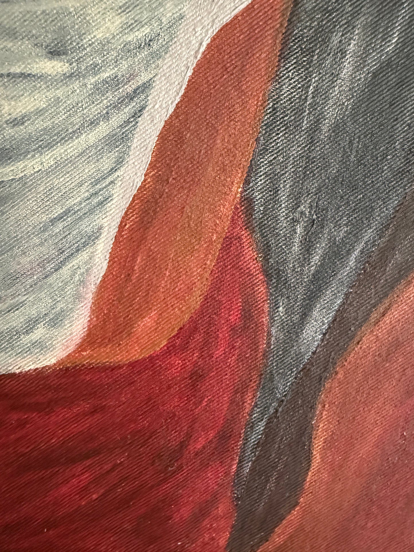 abstract composition with curved forms surrounding a light central field