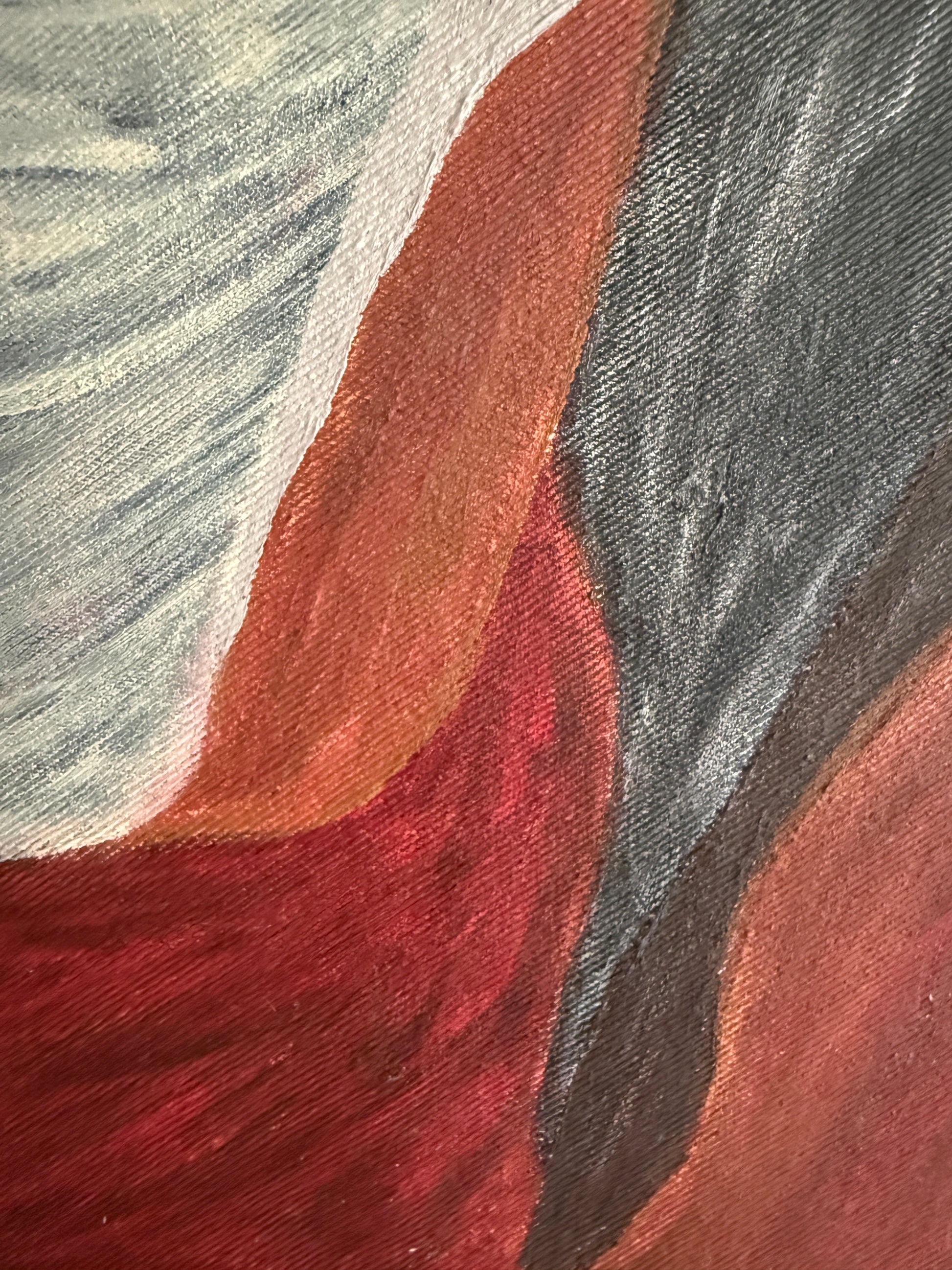 abstract composition with curved forms surrounding a light central field