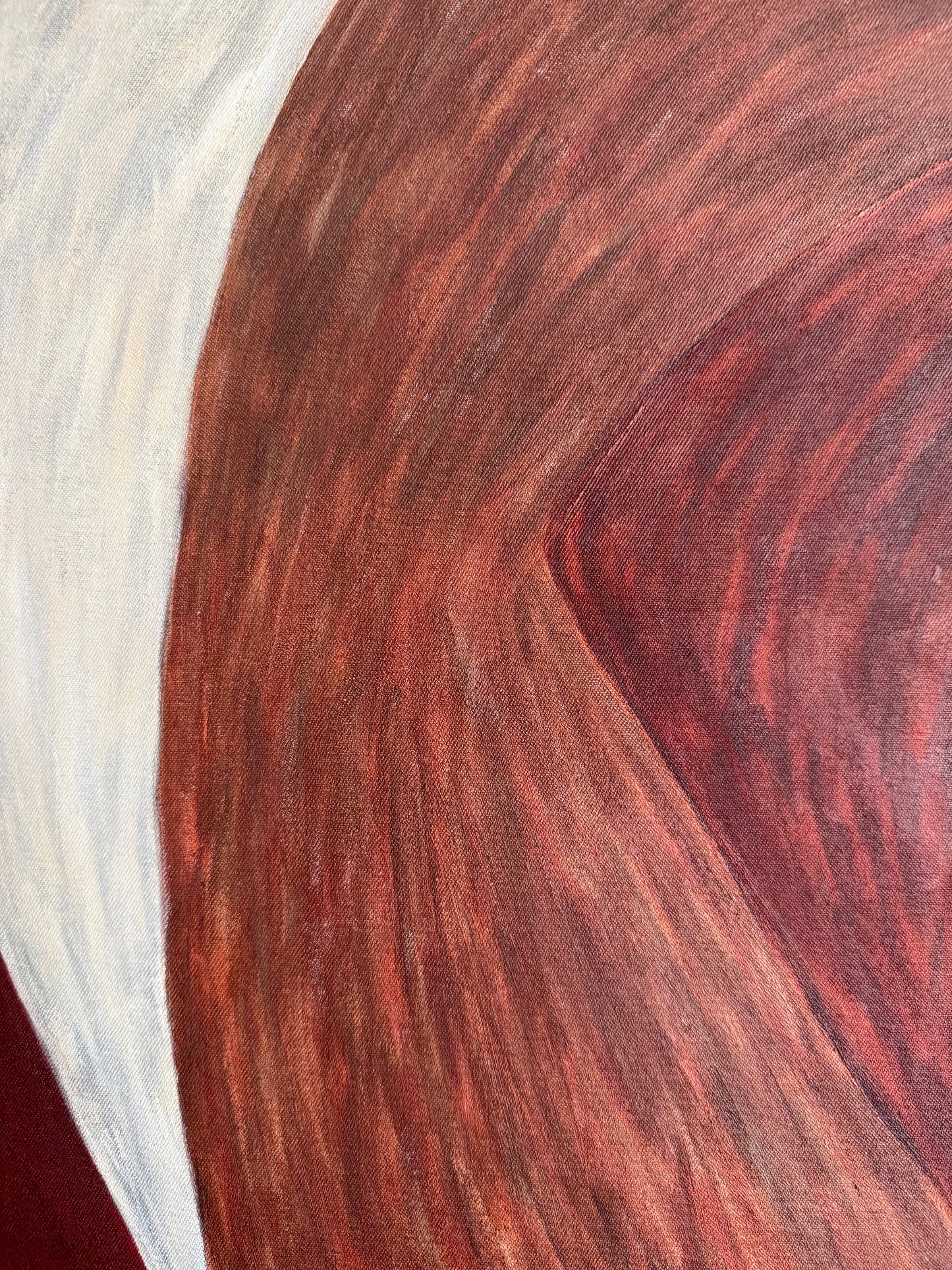 abstract composition with inward movement and layered red brown palette