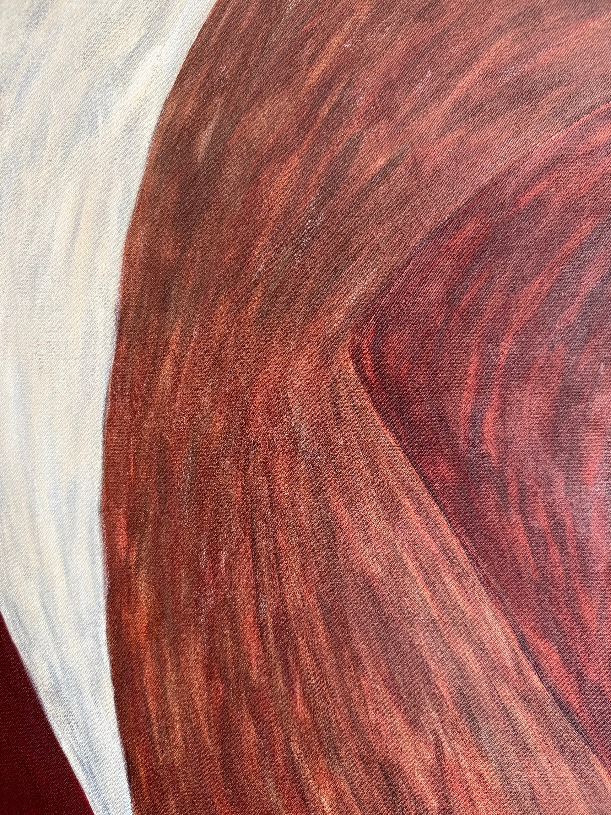 abstract composition with inward movement and layered red brown palette