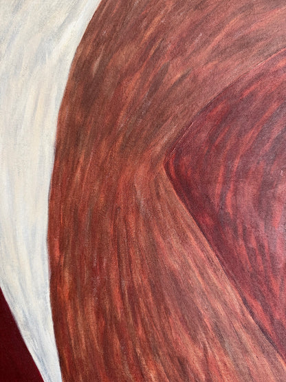abstract composition with inward movement and layered red brown palette