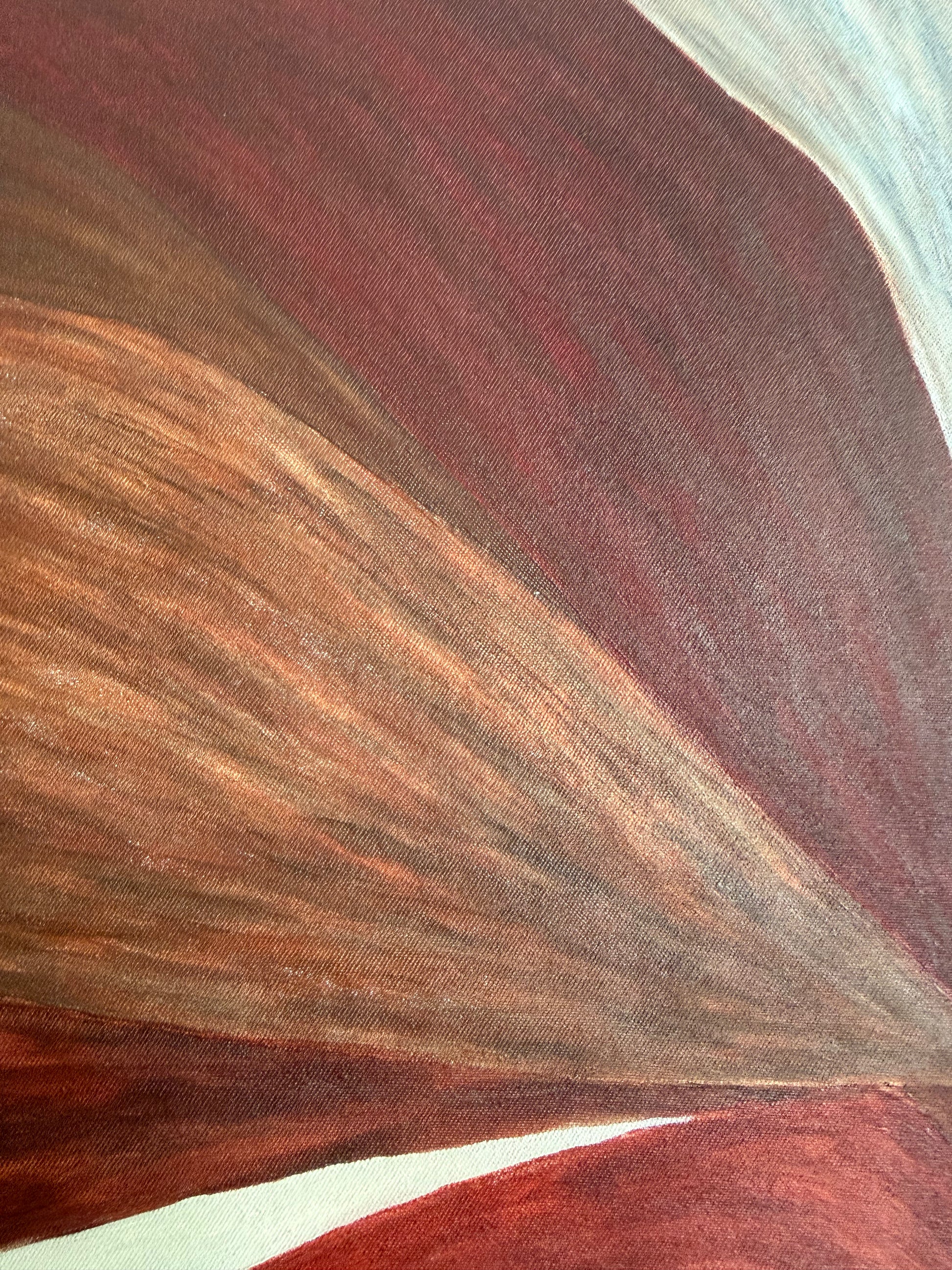 minimalist abstract painting with enclosed spiral structure in warm earth tones