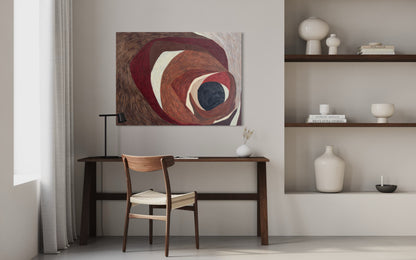 contemporary abstract wall art Retention in neutral interior setting with warm earth tones