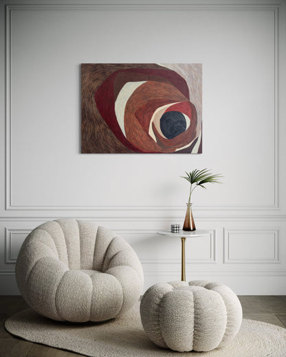 contemporary abstract wall art Retention in neutral interior setting with warm earth tones